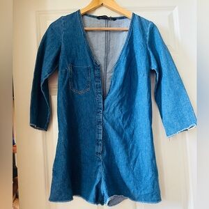 Zara Denim Button Up Romper